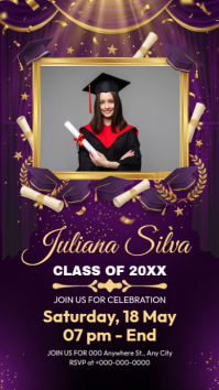 Purple Professional Graduation Celebration Instagram Story template