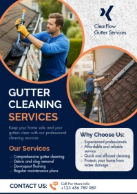 Purple Professional Gutter Cleaning Services Poster Template A2