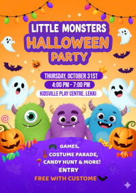 Purple Halloween Party A5 Template