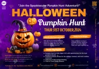 Purple Professional Halloween Pumpkin Hunt A5 template