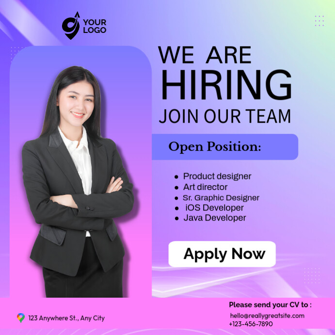 Purple Professional Hiring Instagram Post template