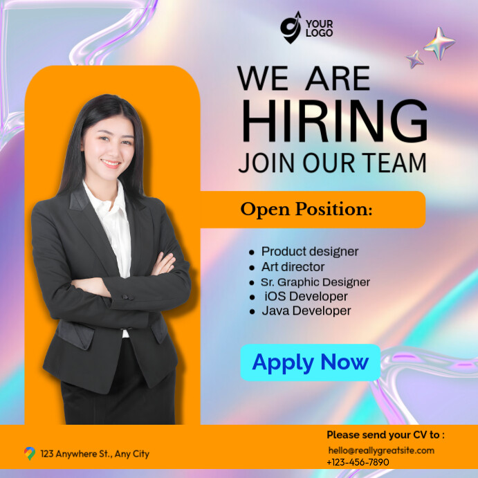 Purple Professional Hiring Instagram Post template