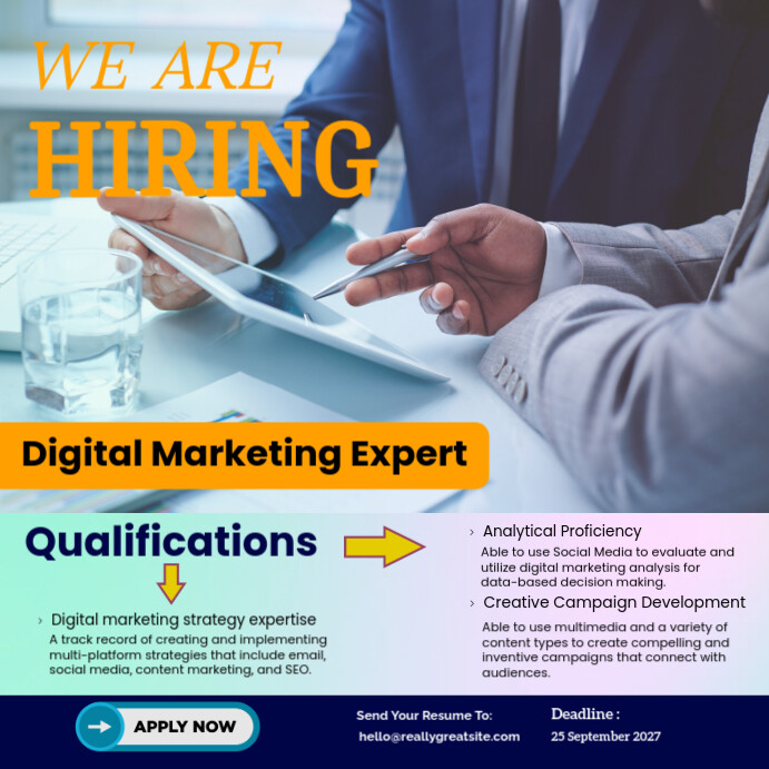 Purple Professional Hiring Instagram Post Template | PosterMyWall