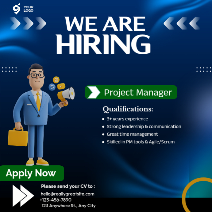 Purple Professional Hiring Square (1:1) Template | PosterMyWall
