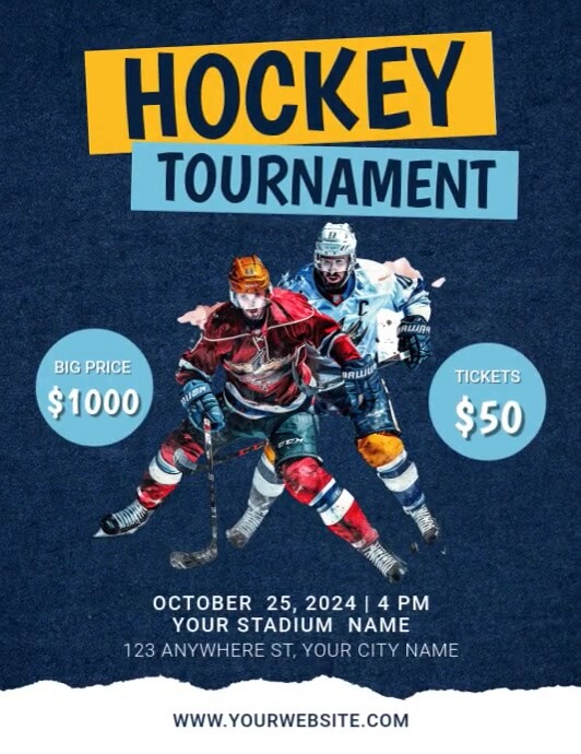 Purple Professional Hockey Tournament Flyer (us Letter) template