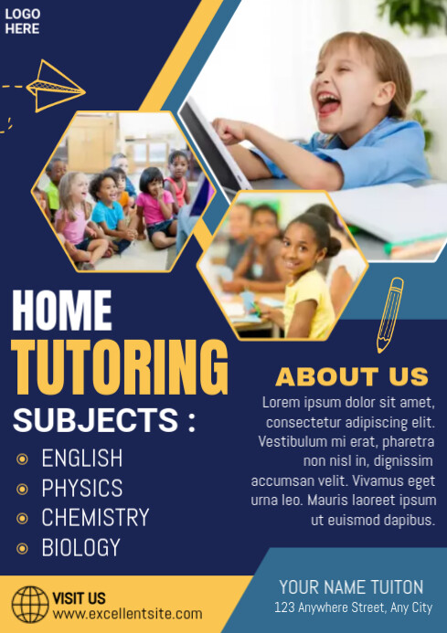 Purple Professional Home Tuition Poster A4 Template | PosterMyWall