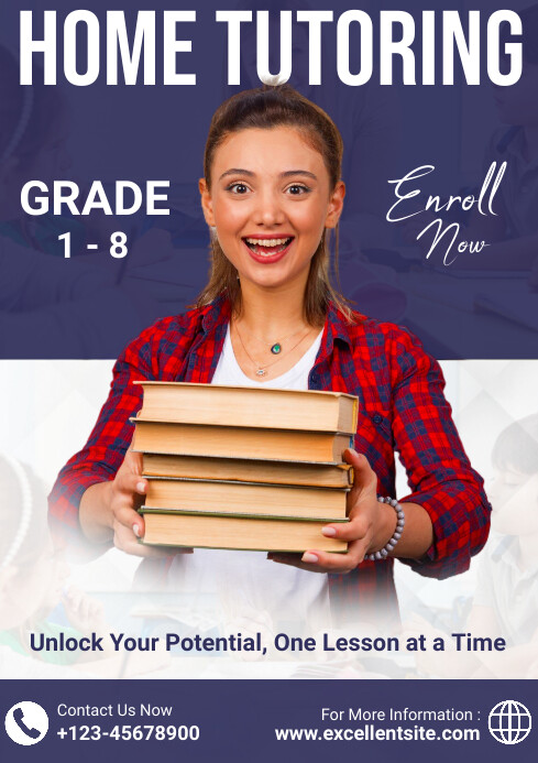 Copy of Purple Professional Home Tutoring A4 | PosterMyWall