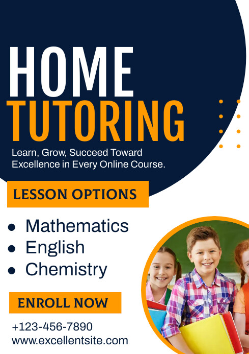 Purple Professional Home Tutoring A4 Template | PosterMyWall