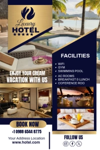 Purple Professional Hotel Poster template