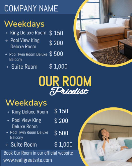 Hotel Room Pricelist Template | PosterMyWall