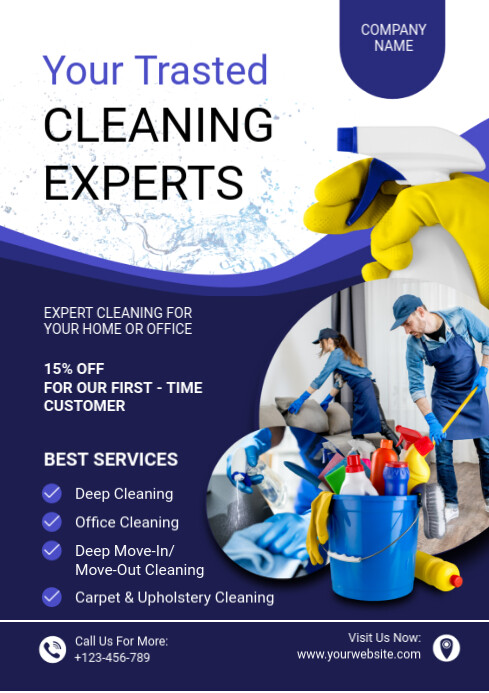 Purple Professional House Cleaning Company Ad  A4 template