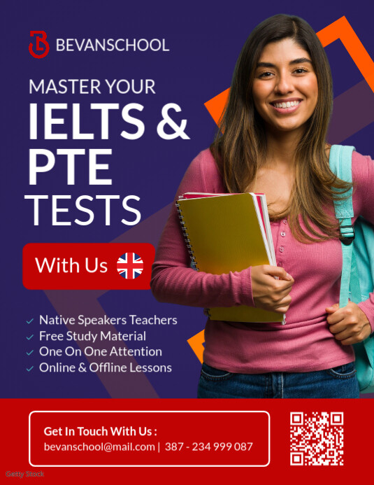 Purple Professional Ielts & Pte Coaching Advertising 2025 2026 2027 2028 2029 2030 Purple White And Flyer (US Letter) template