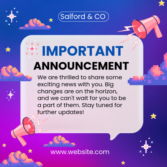 Copy of Purple Professional Important Announcement Instagram Post ...