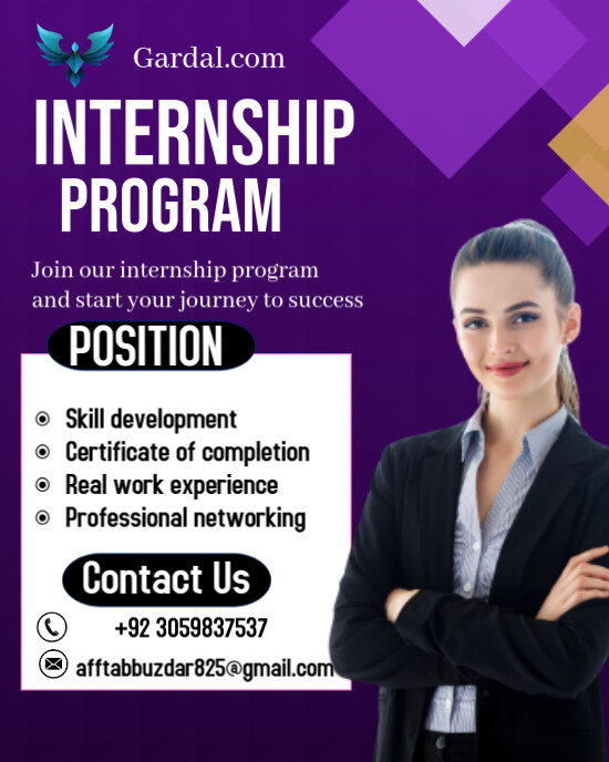 Copy of Purple Professional Internship Cardsinternship Templates ...