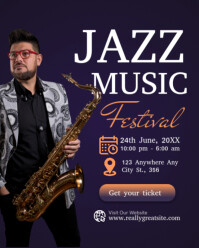 Purple Professional Jazz Music Festival Poster Template Instagram Portrait