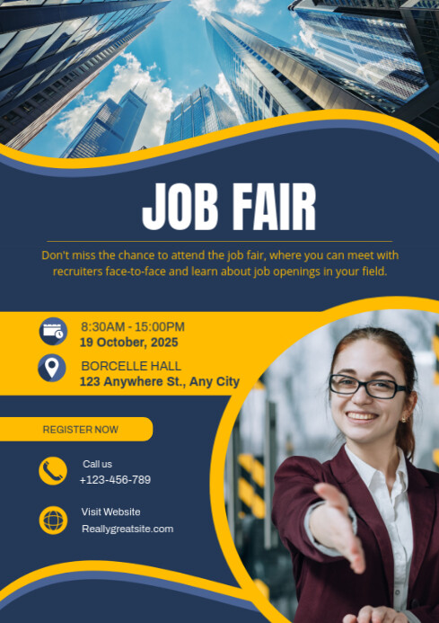 Purple Professional Job Fair Program Ad Flyer Design A4 template