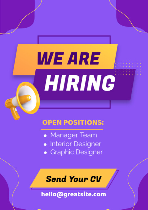 Color Coding For Job Postings Purple Professional Job Hiring Poster A4 Template | PosterMyWall