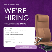 Purple Professional Job Recruitment we're hiring Instagram Post template