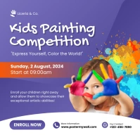 Purple Professional Kids Painting Competition Instagram 帖子 template