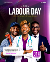 Purple Professional Labor Day Celebration Poster Instagram Portrait Video template
