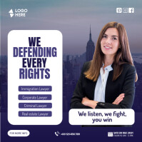 Purple Professional Law Firm Service Social Media Post โพสต์บน Instagram template