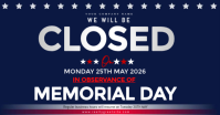 Purple Professional Memorial Day Closure Announcement Facebook Shared Image template