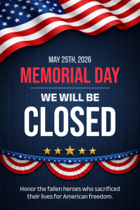 Purple Professional Memorial Day Closure Poster template