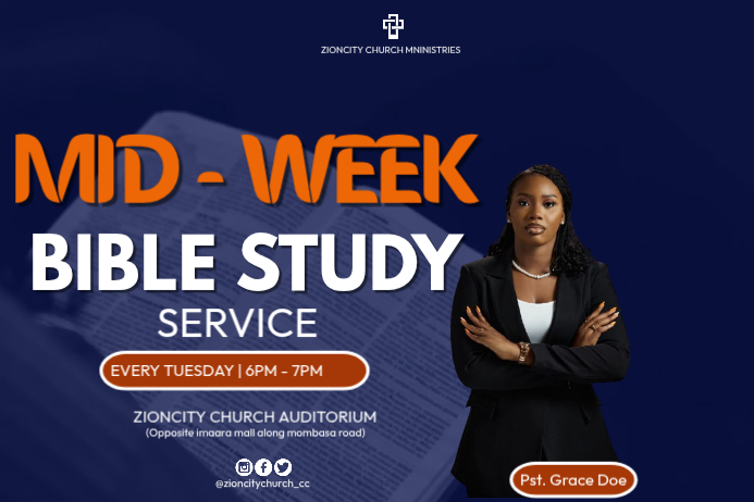 Purple Professional Midweek Bible Study Service Poster Template ...