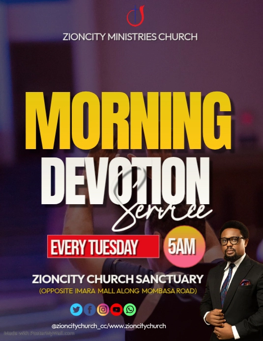 Plantilla de Purple Professional Morning Devotion Service Flyer ...