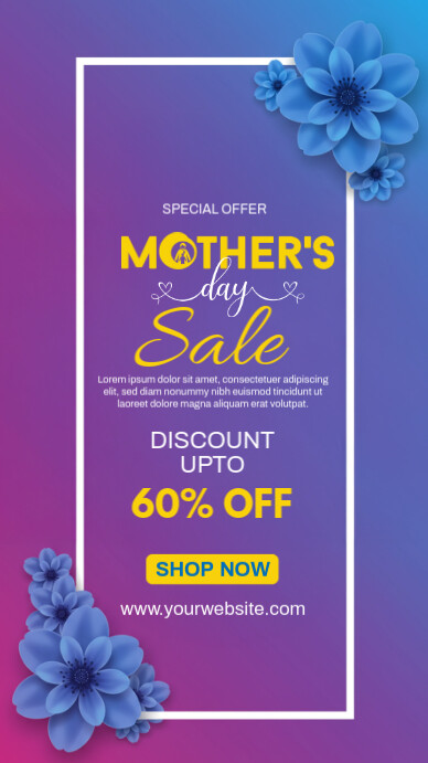 Purple Professional Mother's Day Sale Template Instagram Story
