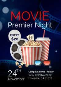 Purple Professional Movie Night Poster A2 template
