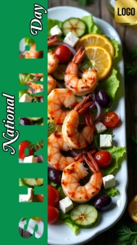 Purple Professional National Shrimp Day Templates Design  Digital Display (9:16)
