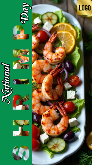 Purple Professional National Shrimp Day Templates Design  Digital Display (9:16)