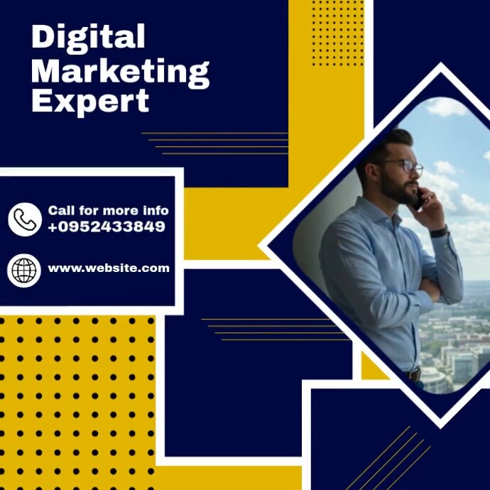 Purple Professional Navy Blue And Yellow Digital Marketing Expert ...