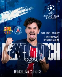 Purple Professional Next Match Uefa Champions League Barcelona Vs Psg Instagram Portrait template