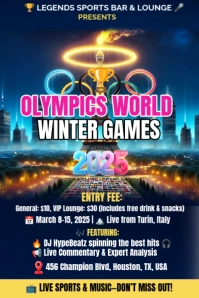 Purple Professional Olympic World Winter Game  Pinterest Graphic template