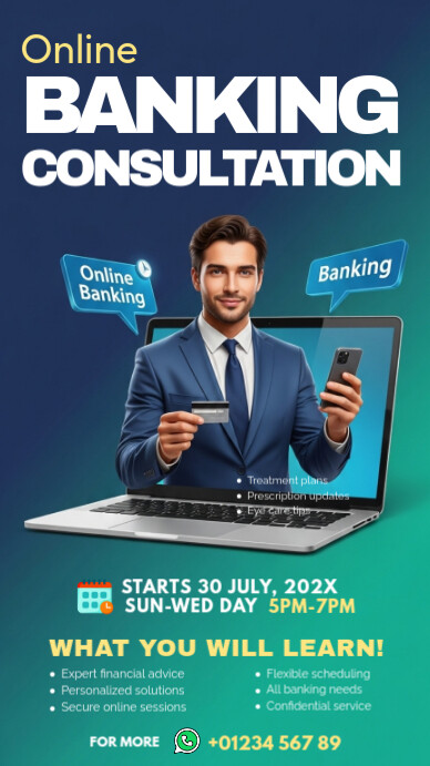 Purple Professional Online Banking Consultation Instagram Story Instagram-verhaal template