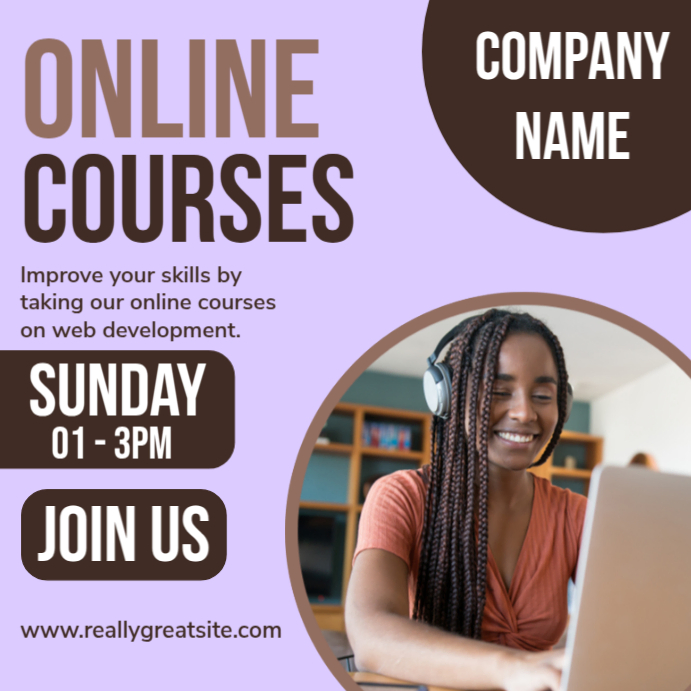 Purple Professional Online Course Instagram Post Template | PosterMyWall