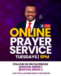 Purple Professional Online Prayer Service Live Stream Instagram Portrait template