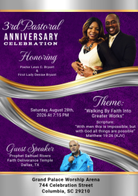 Purple Professional Pastor Anniversary Celebration A4 template