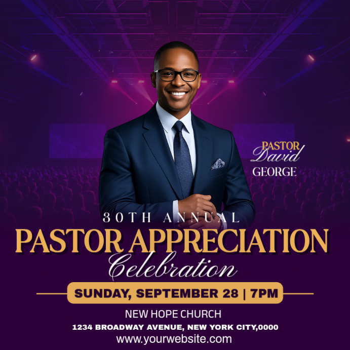 Purple professional pastor appreciation celebration instagram post ...