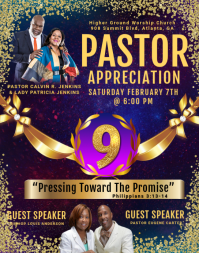Purple Professional Pastor Appreciation Event Poster/Wallboard template
