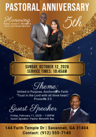 Purple Professional Pastoral Anniversary A4 template