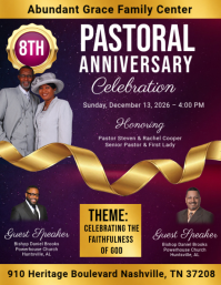 Purple Professional Pastoral Anniversary Celebration Flyer template