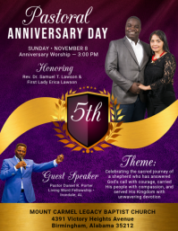 Morado Pastoral Anniversary Celebration Flyer Template