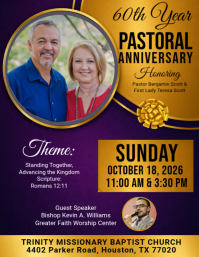 Purple Professional Pastoral Anniversary Flyer template