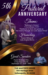 Purple Professional Pastoral Anniversary Tabloid template