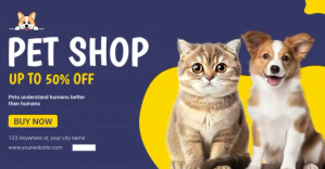 Purple Purple Professional Pet Shop Facebook Shared Image Obraz udostępniany na Facebooku Template