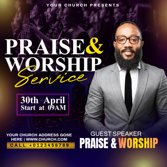 Praise And Worship Service Template | PosterMyWall