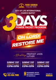 Purple Professional Pray Church Service A2 template